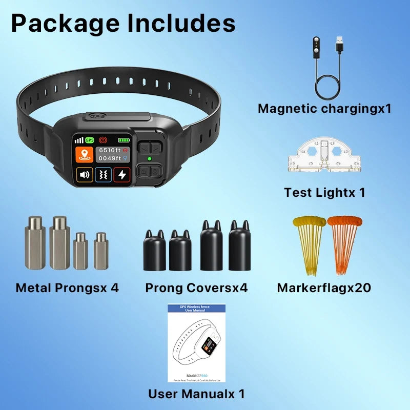 GPS Wireless Dog Fencing System - Electric dog fencing with GPS Electric Satellite Technology,Customizable regions,15-2000m
