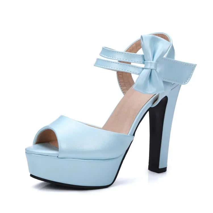 Sandals Female Summer 2024 New High-heeled 13cm Fish Mouth Shoes Bow Sexy Rough with Waterproof Platform Roman Women's Shoes