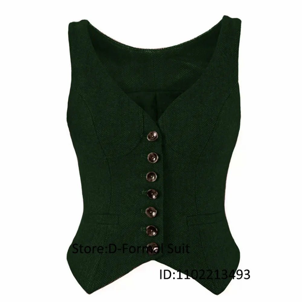 Herringbone Women Sleeveless V-Neck Slim Fit Vintage Wool Jacket Casual Summer Knit Vest By Women's Sports Suit New Outerwear