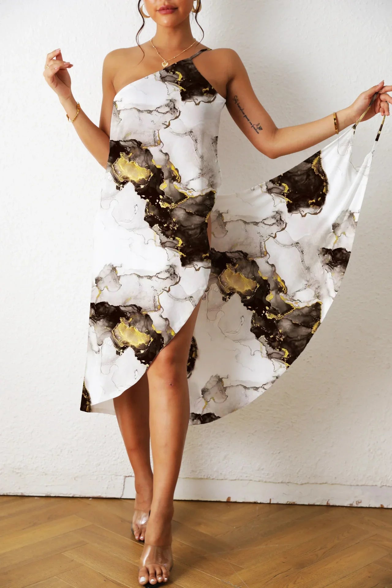 2024 Women's Print Sexy Beach Swimsuit Dress Women Solid Color Wrap Bikini Cover Up Dresses
