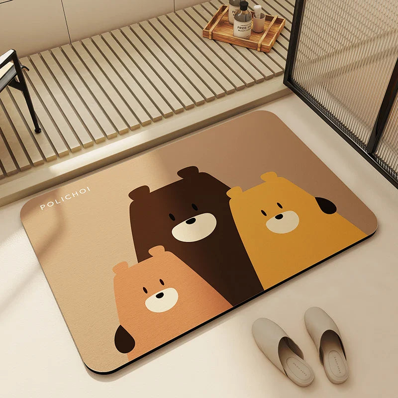 Bath Mats Bathroom  Anti Slip Floor Mat Quick Dry Shower Toilet Rug