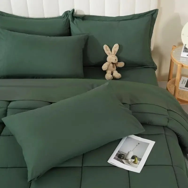 DOWNCOOL 7Pcs Comforter Sets, Multi-color Bedding Sets , All Season Down Alternative Bedding Comforter Sets