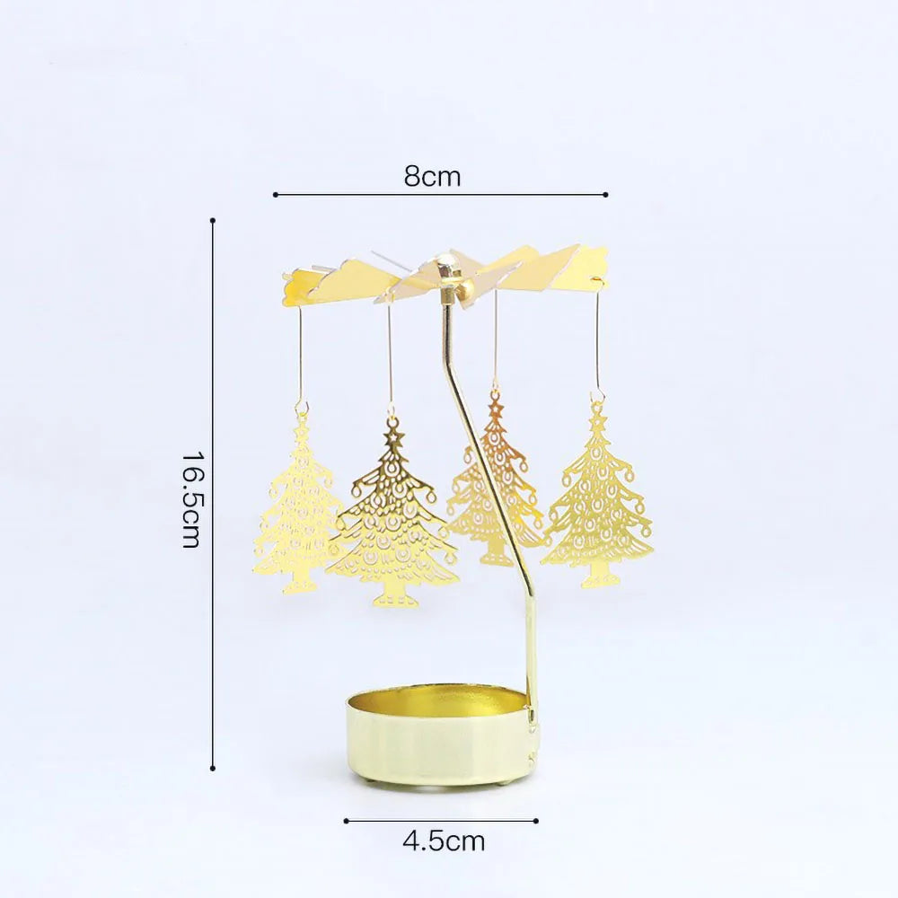 Spinning Tealight Holder, Aluminum Alloy Carousel Heat Powered, Rotating Candle Display.