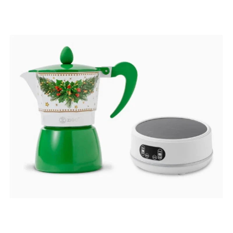 ZIGO Mocha Pot Italian Double Valve Coffee Maker Household Hand Brewing Coffee Machine Christmas Limited Edition Portable Coffee