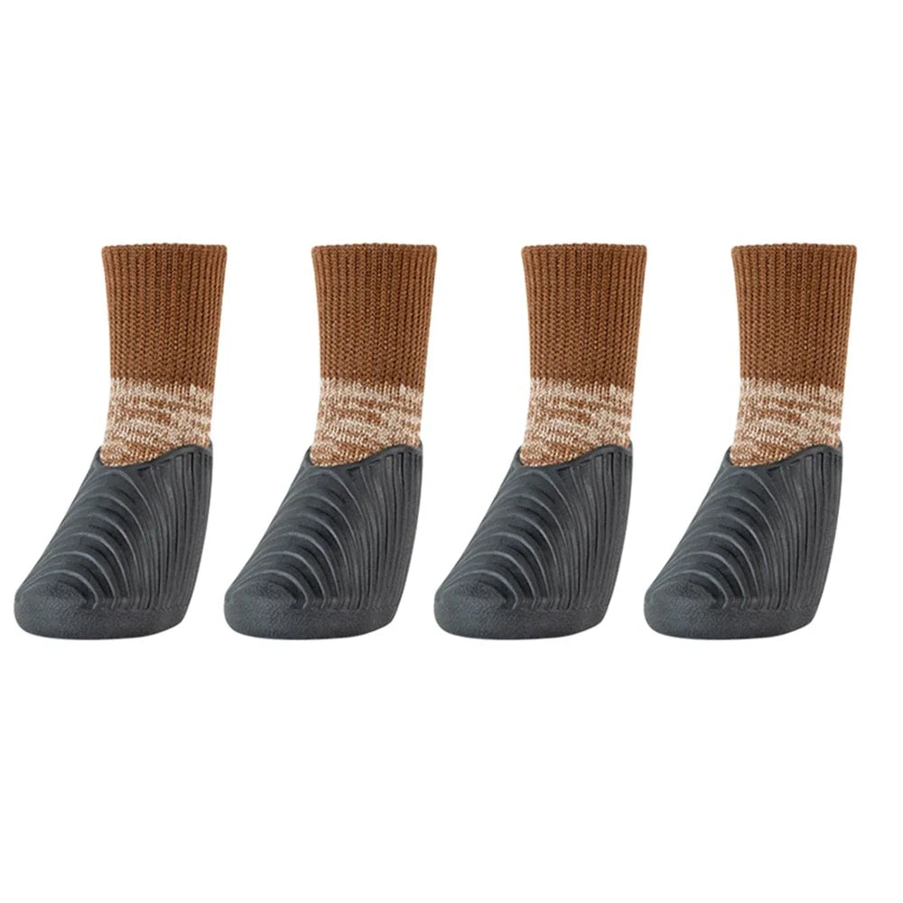4PCS Dog Shoes Waterproof Fall Winter Pet Snow Boots Puppy Sock Shoes with Antislip Sole Soft Comfortable Dog Paw Protector