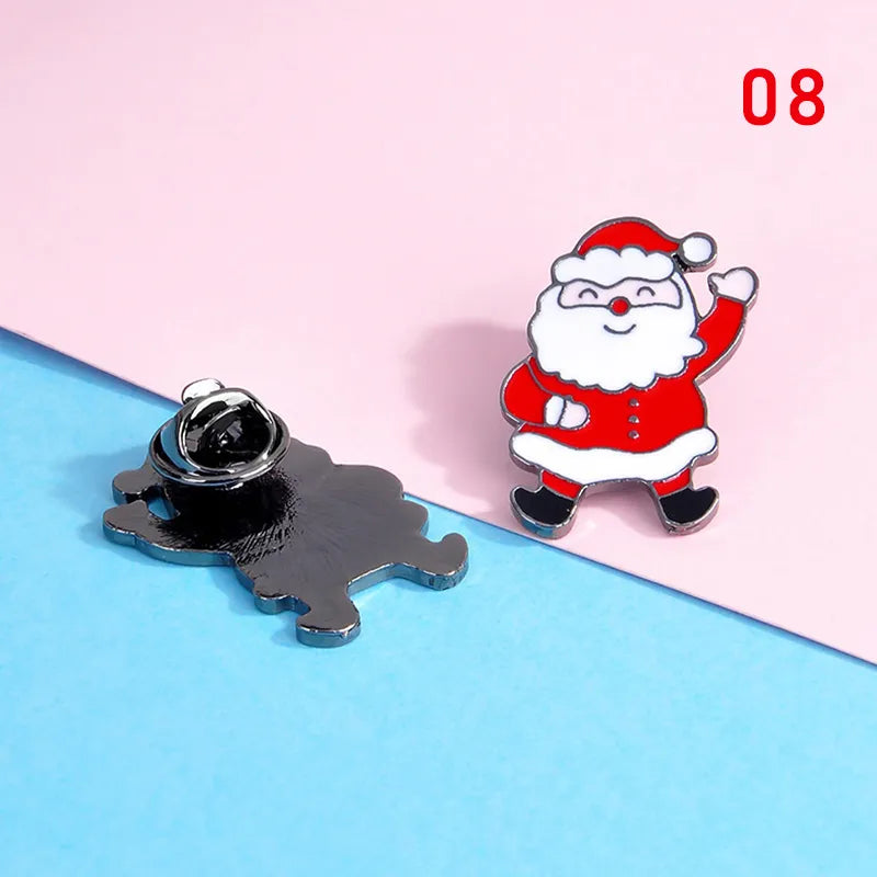 Xmas Enamel Brooch Snowman Santa Claus Tree Wreath Metal Pins Fashion Jewelry Gift For Women Merry Christmas Decor Gifts