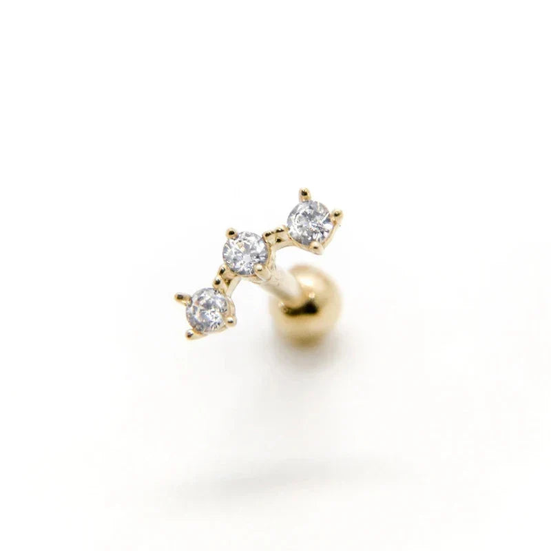 CANNER Pendientes Plata 925 Piercing Stud Earrings For Women Cubic Zirconia 925 Sterling Silver Cartilage Earring Jewerly 1pcs