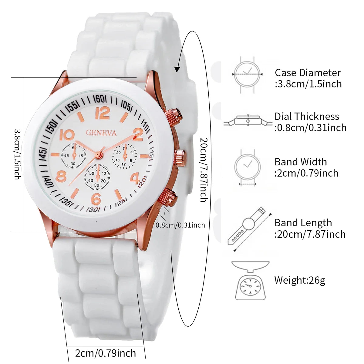 4PCS Women's Watches Fashion SIlicone Band Arabic Dial Quartz Watch Set（Without Box）