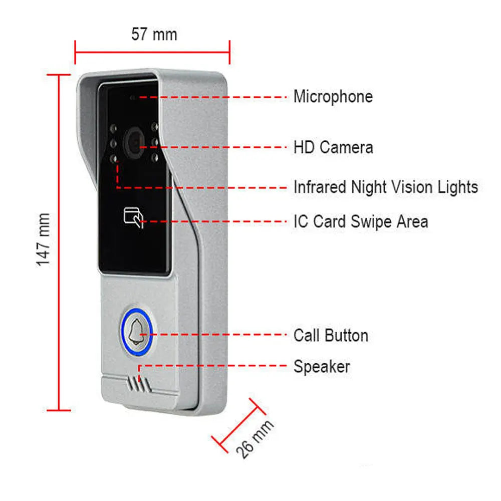 5G WiFi Video Doorbell 7 Inch LCD HD 1080P Camera Tuya Smart 4 Wire Video Doorphone Intercom Security System RFID NFC APP Unlock