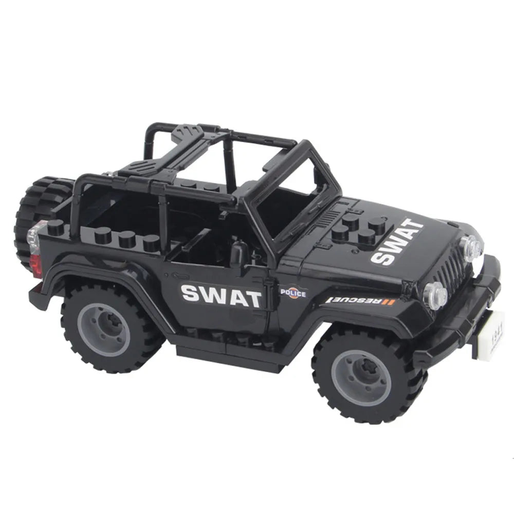1Pcs Building Jeep Blocks Assembly Model Car Assembly Off-road Jeep Toy for Boy Military Building Blocks for Terrorist SWAT Team