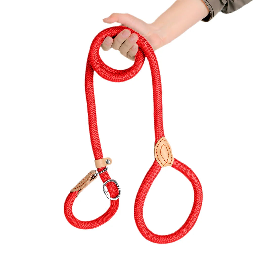 Dog training collar anti riot nylon hand P rope extended thickened unbreakable hand training dog round rope large dog P chain