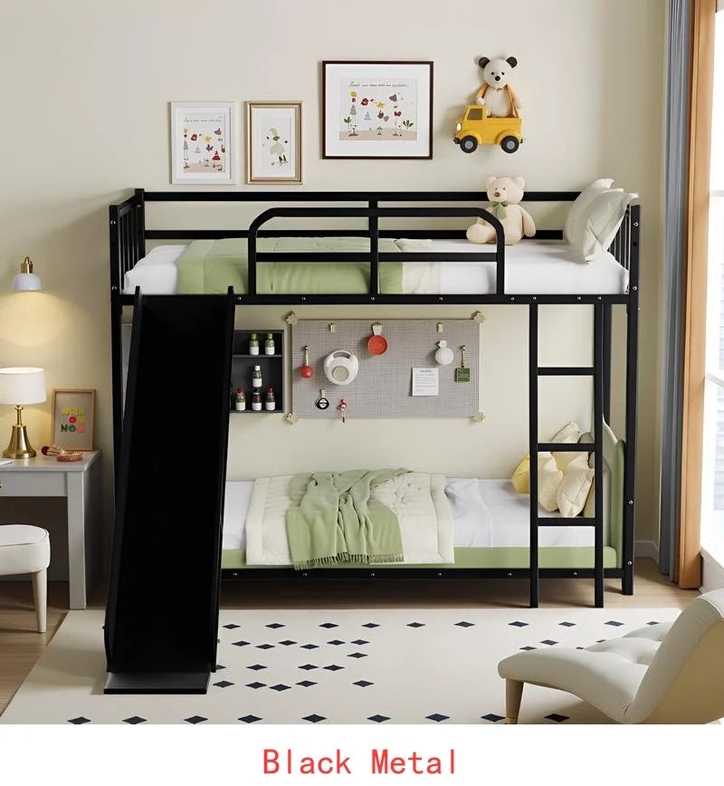 Triple Bunk Bed with Long & Short Ladder, Full-Length Guardrails, Easy Assembly, for Kids.