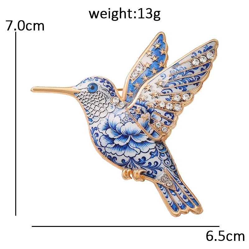 Wuli&baby Blue-and -White Porcelain Collection Animal Brooches For Women Unisex Goat Cat Butterfly Birds Party Office Brooch Pin