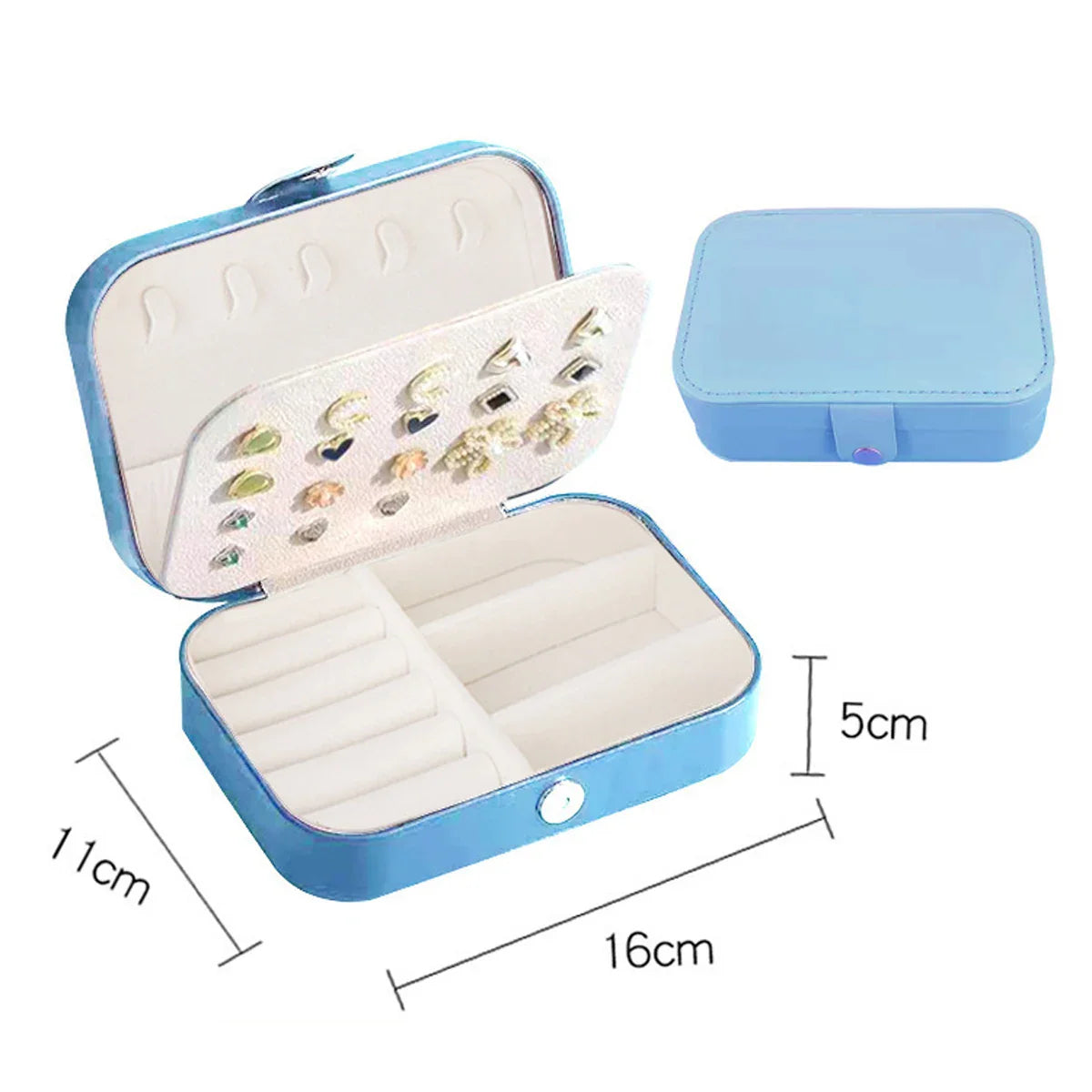 1PC Storage Box PU Jewelry  Anti-oxidation Necklace Ear Ring Ear Stud Pendant Jewelry Box Large Capacity Portable Jewelry Box