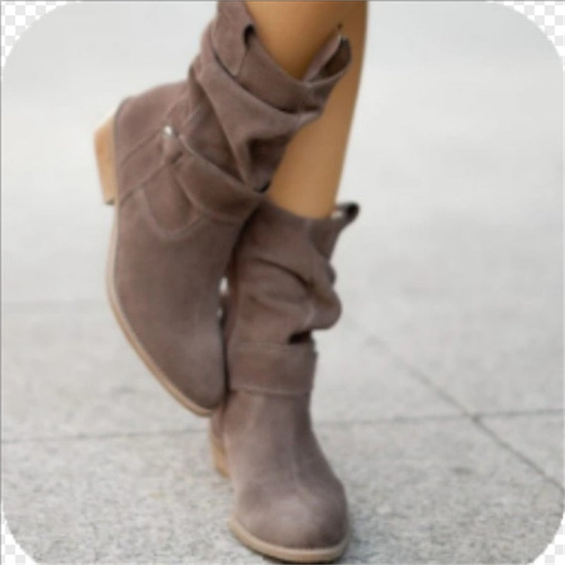 Women Ankle Boots Winter Low Heels Round  Plus Size Casual  Shoes Faux Suede Female Low Boots Free Shipping Chelsea Boots