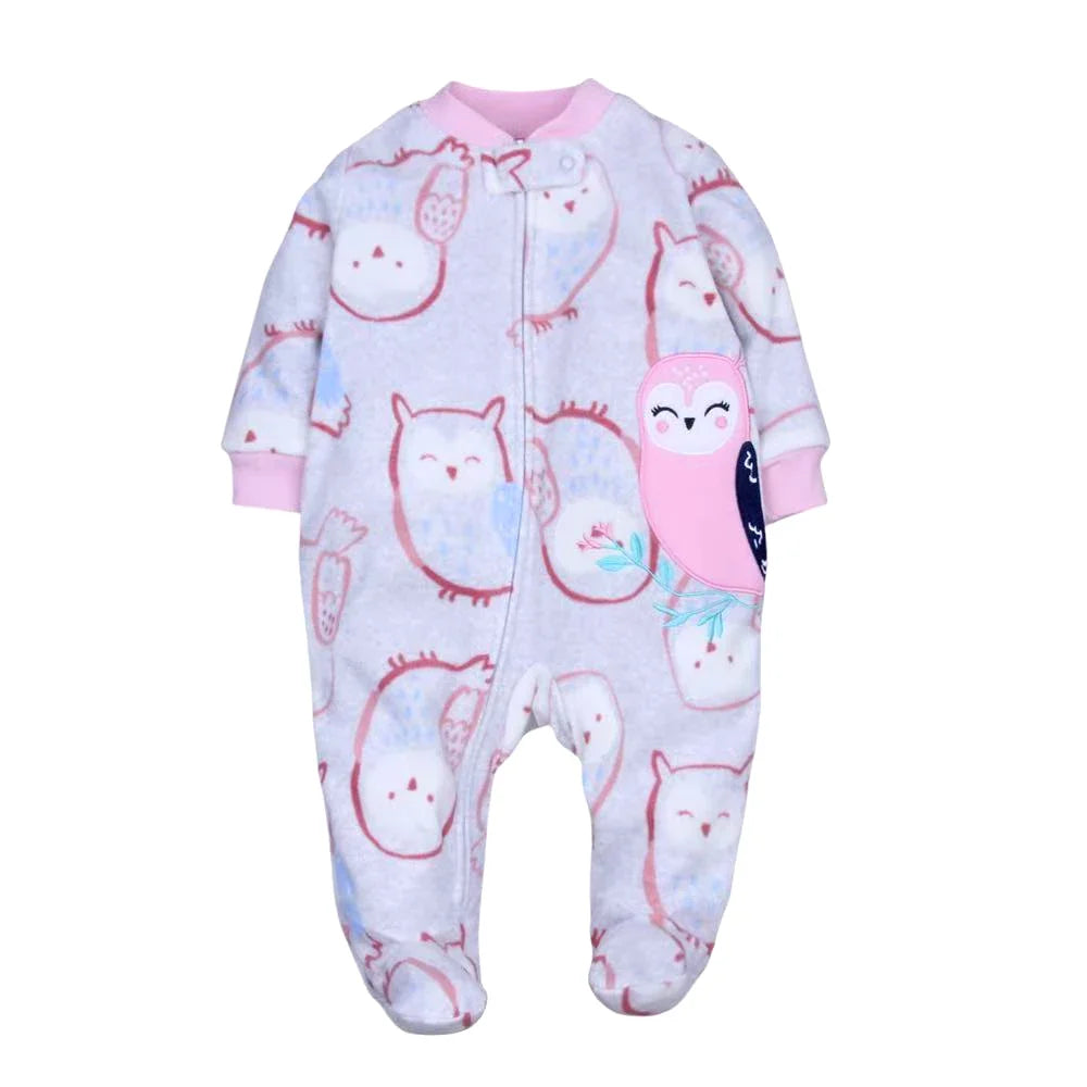 Newborn Baby Romper Spring Autumn Fleece Zipper Boy Girl Pajamas Outfit Animal Jumpsuit Infants Clothing 0 -12 Months