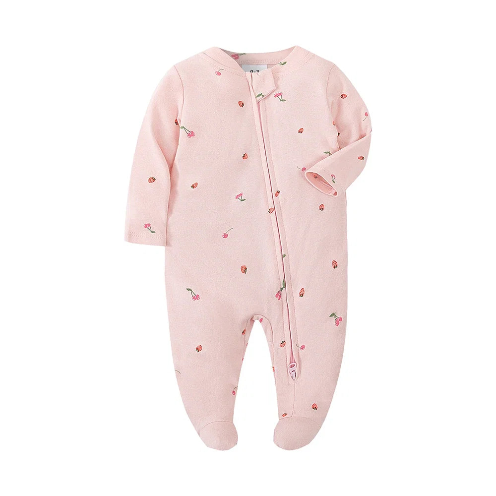 Unisex Newborn Baby Footed Pajamas Long Sleeve Zipper Romper Cotton Jumpsuit Solid White 0-12 Months Fashion Baby Clothes