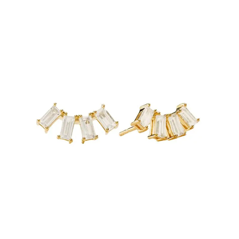 925 Sterling Silver Ear Needle Geometric Zircon Metal Earrings for women Shiny Crystal Luxury Small Stud Fashion Wedding Jewelry