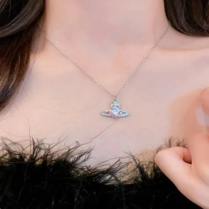 Women's Necklace High Sense Saturn Necklace Light Luxury Temperament Collar Chain Fashion Chain Jewelry for Women