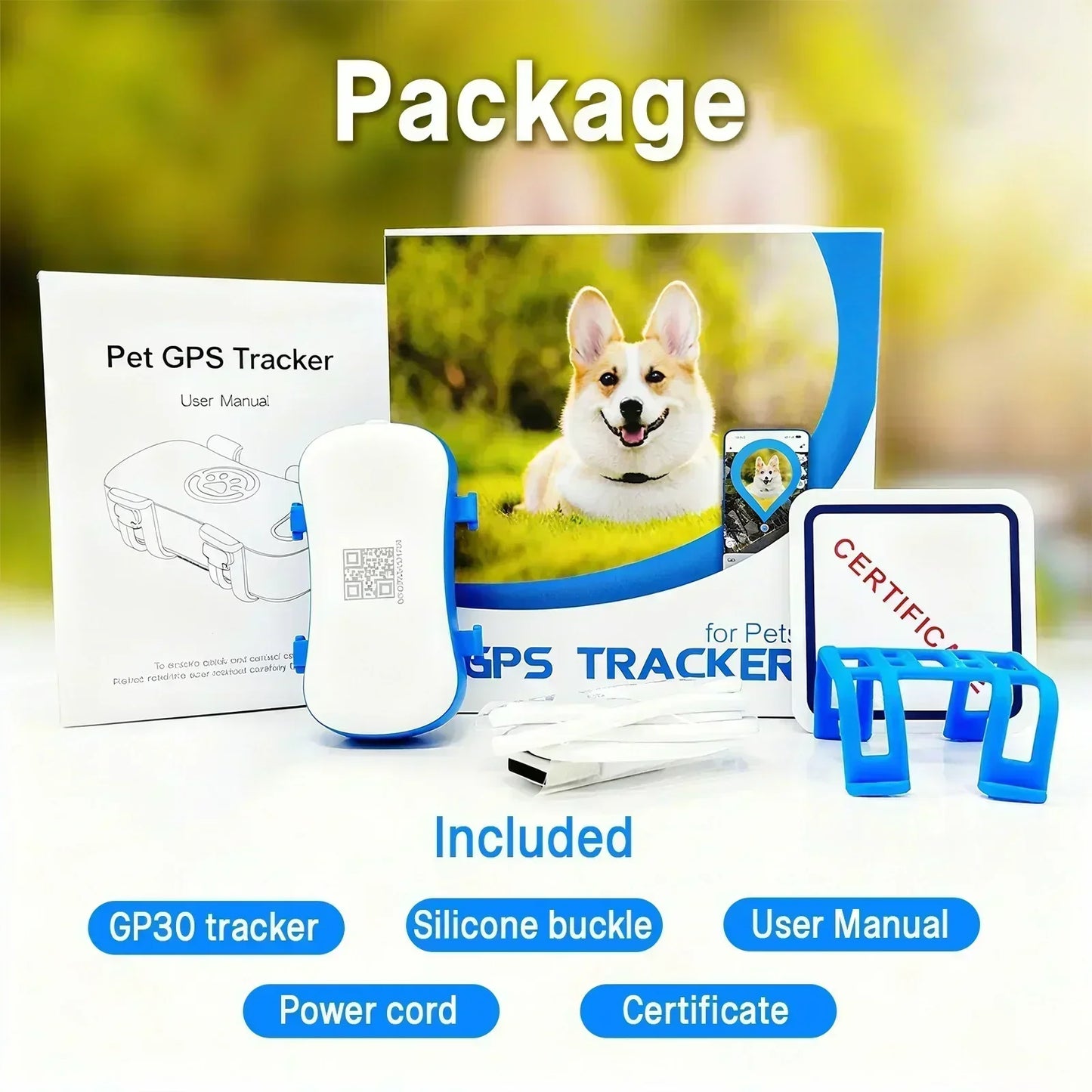 GPS Pet Tracker 4G for Dogs & Cats Built-in SIM with Real-Time Tracking, WiFi Home Positioning, IP67 Waterproof, Plan Required