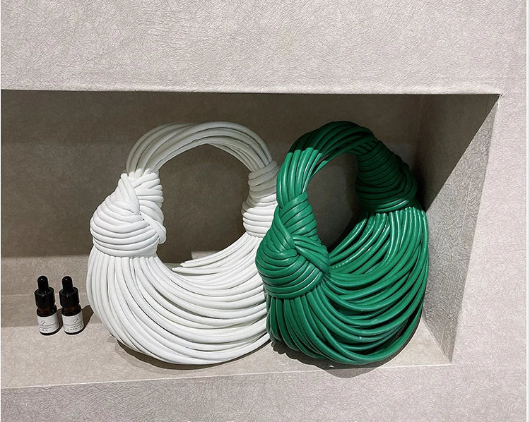 Handbags for Women 2023 New in Gold Luxury Designer Brand Handwoven Noodle Bags Rope Knotted Pulled Hobo Silver Evening Clutch