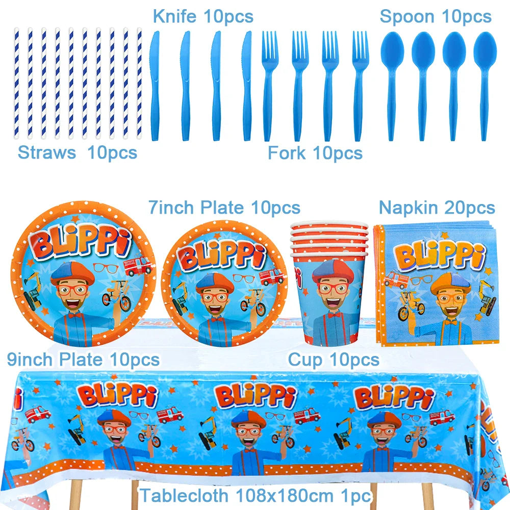 Bli-Ppi-Toy Theme Party Supplies Disposable Set Background Balloon Banner
