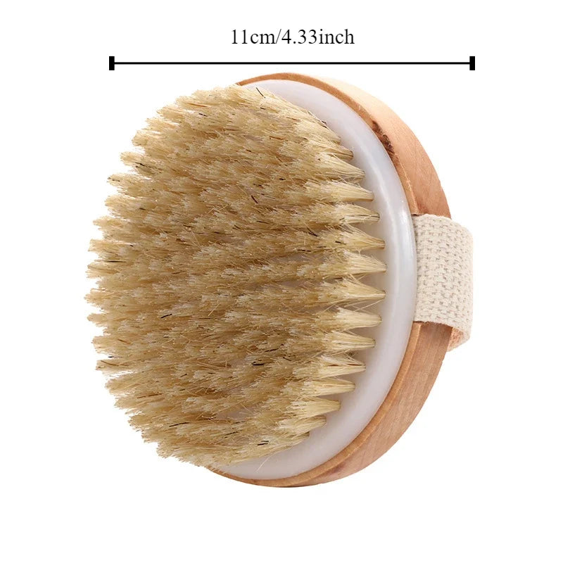 Handheld portable shower brush Natural Wooden Wet Dry Skin Body Bristle Brush Soft SPA Brush Bath Massager
