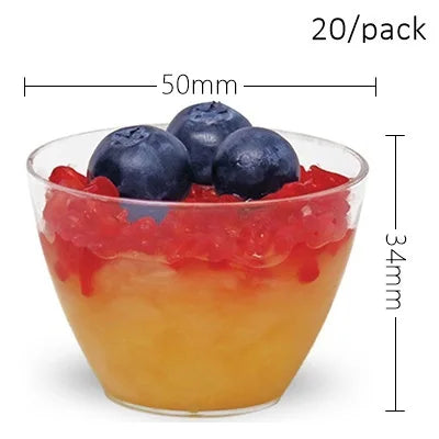 20 Pieces x Home Party Disposable Plastic Tableware Supplies, 70*44mm/60ml Petal Dessert Cake Bowl