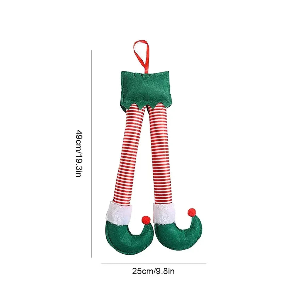 2024New Year Christmas Elf Santa Legs Car Accessories Christmas Decor For Home Xmas Tree Pendants Ornaments  HappyGifts
