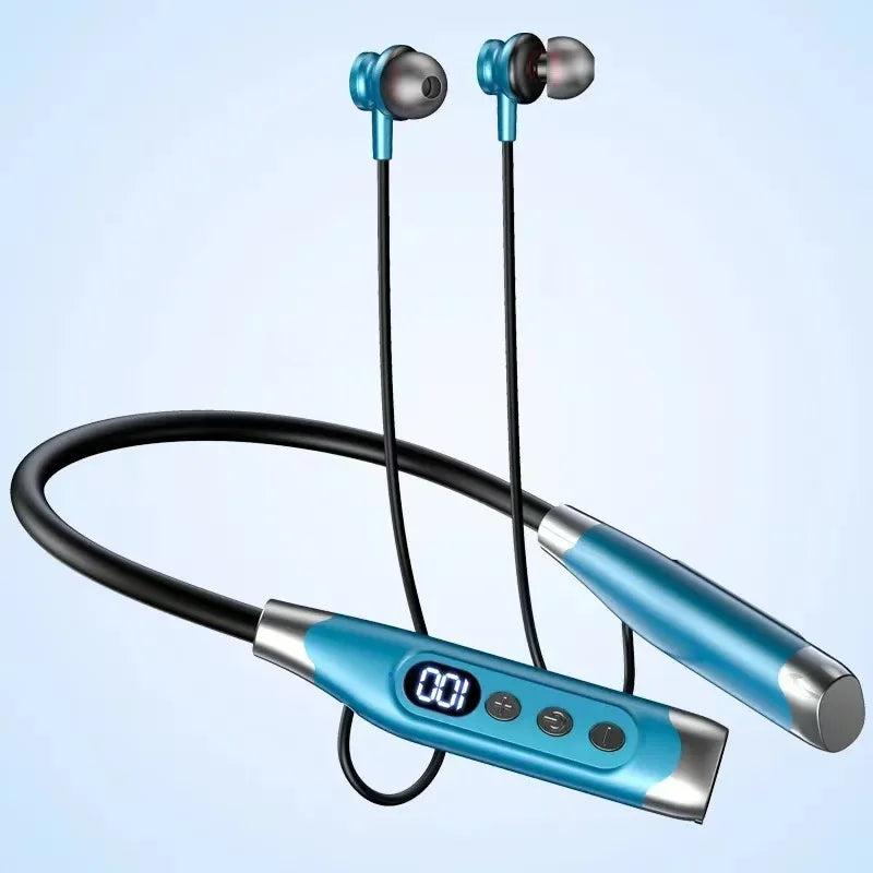 True Stereo Wireless Headphones Bluetooth Neckband Earphones Neckband Magnetic Earbuds LED Display Sports Headset Noise Cancel