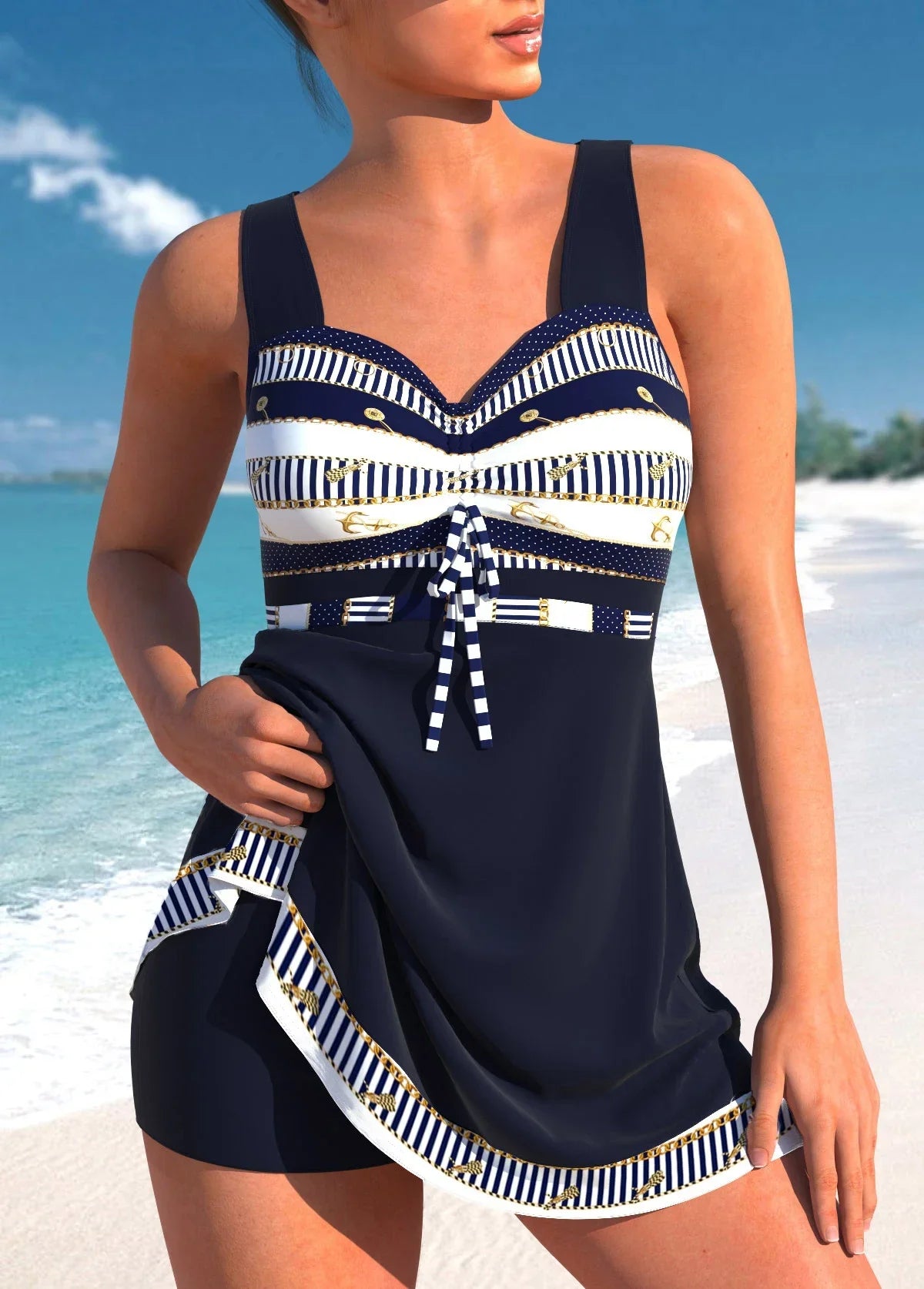 2023 Women's Sexy Beach Swimwear Tankini Two Piece Swimwear Print Tankini Beach Summer Fashion Beach Women's Swimwear Set