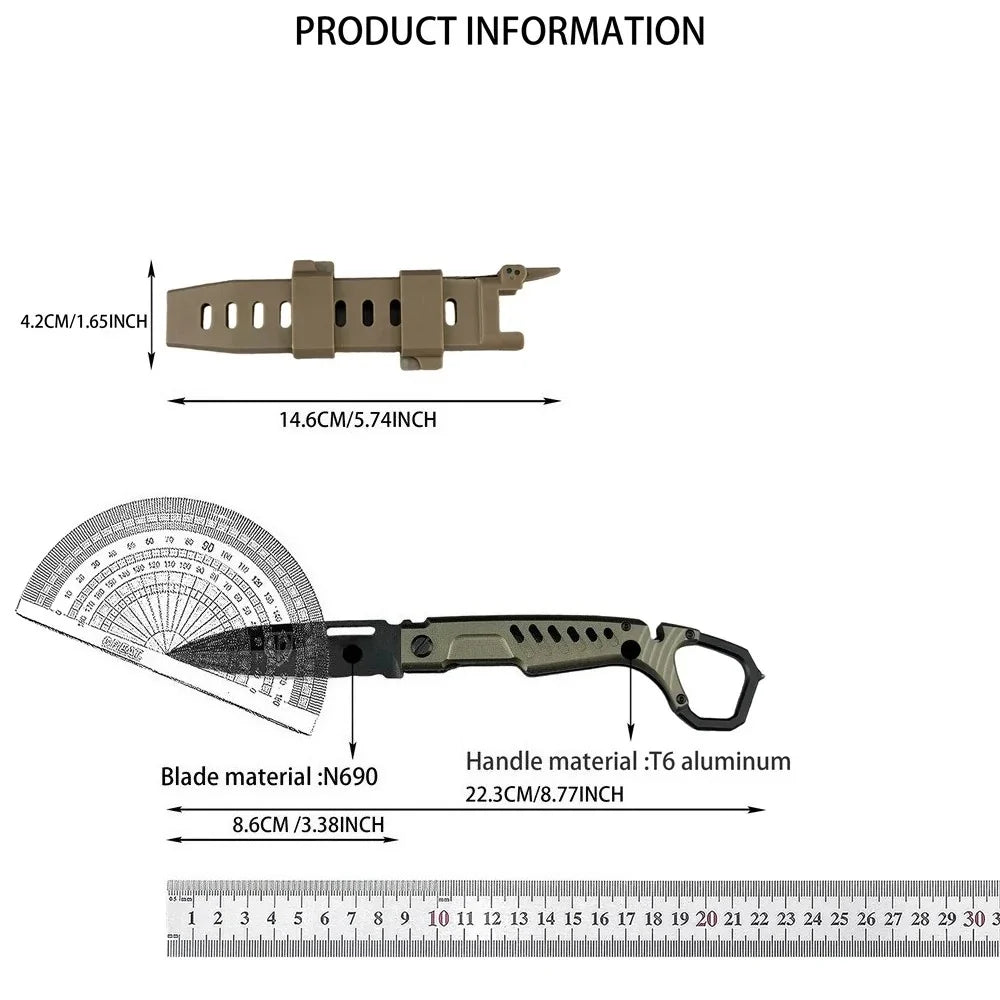 Folding Pocket Knife with Premium N690 Blade T6 Aluminum Handle Multi-Purpose Portable Utility Tool for Camping & Daily Carry