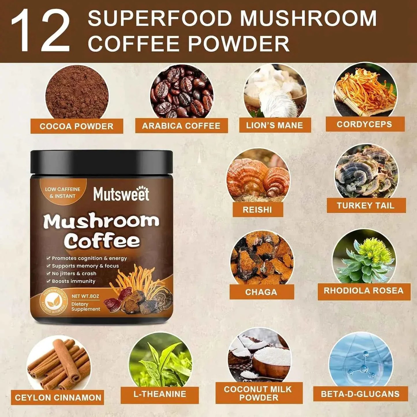  Organic Ground Coffee With Lion's Mane Mushroom