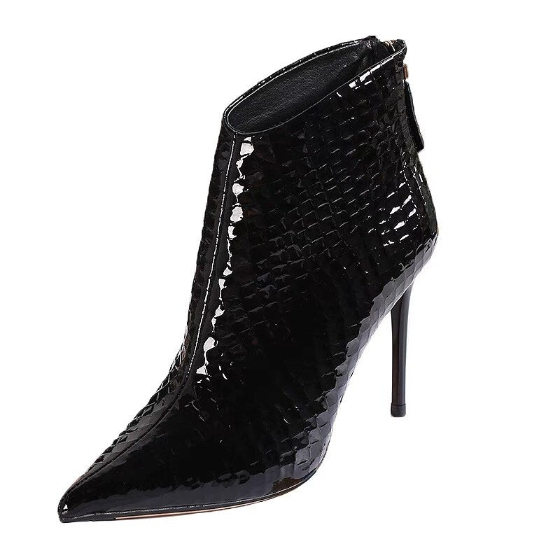 Women's Boots Fashion Pointed Toe Sexy Design Zipper Stiletto High Heel Ankle Boots 2023 New Leather Party All-match Women Boots