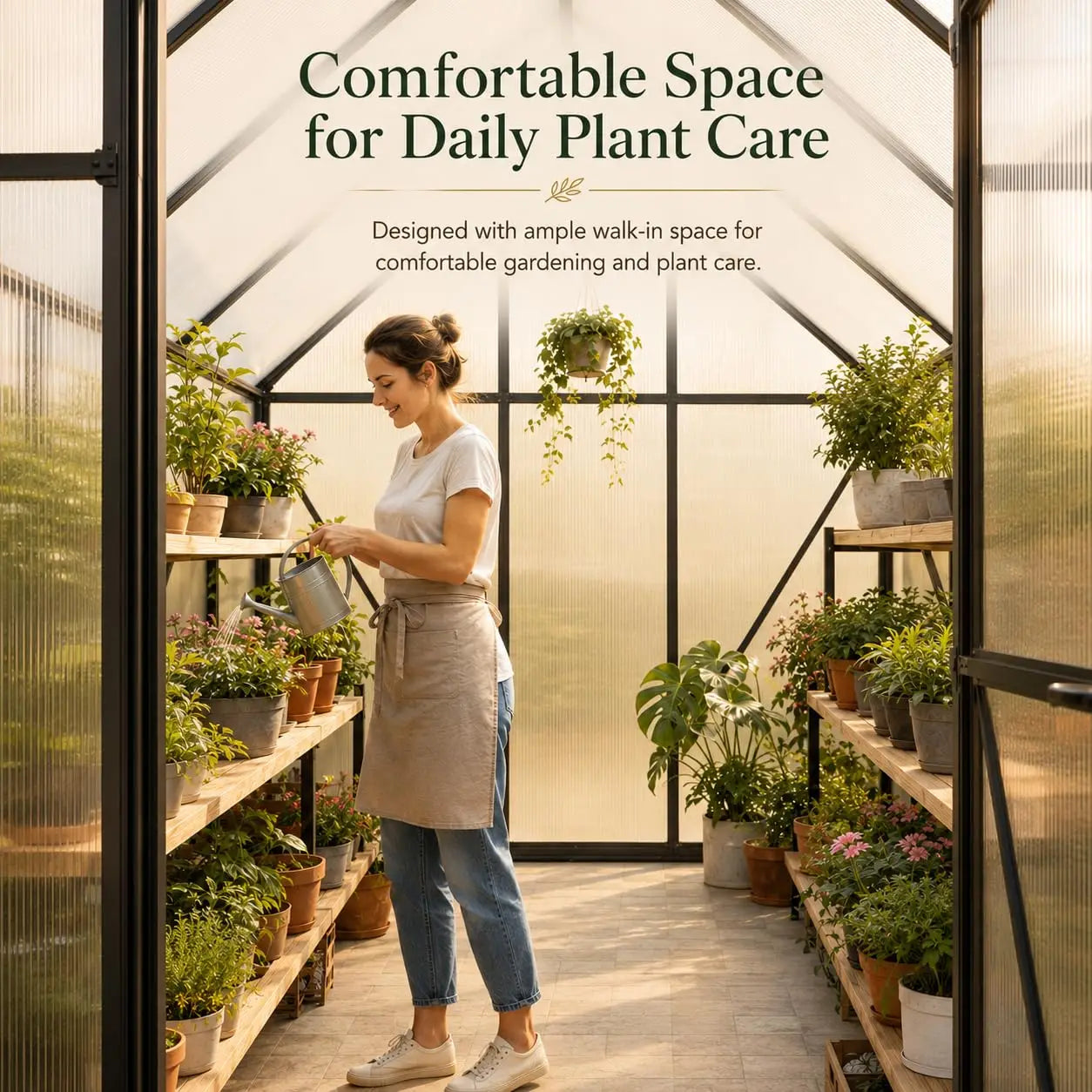6x8 FT Polycarbonate Greenhouse, Walk-in Greenhouses for Outdoors, Aluminum Frame Plant Green House with Locking, Customized