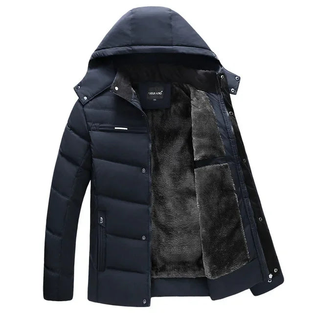 Men -15 Degree Thicken Warm Parkas Hooded Fleece Men Jackets.