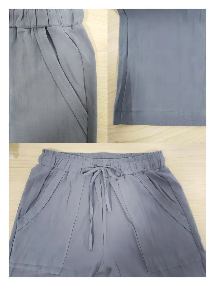 Women's Pants New In Korean Fashion Commuter High Waist Women Clothes Cotton Lace-up Pencil Wide Trousers Streetwear Black Pants