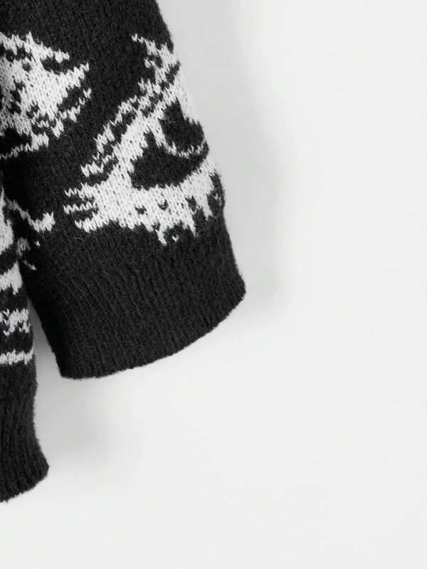 Traf Women's sweater jacquard y2k new  pullovers Knit wear  Winter clothes women  tops vintage Female clothing long sleeve top 