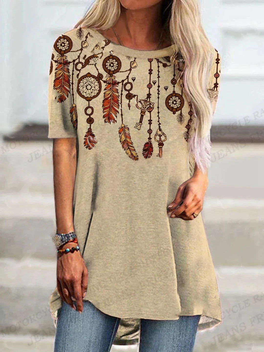 Feather T shirt Women Fashion T-shirts Vintage Tshirt Short Sleeve Tops Tees Ladies Tshirts Women's Clothing Y2k Clothes Native