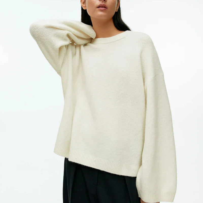 Lazy Style Pullover Sweater for Women, Loose and Thick Round Neck Knitted Sweater for Autumn and Winter 2024