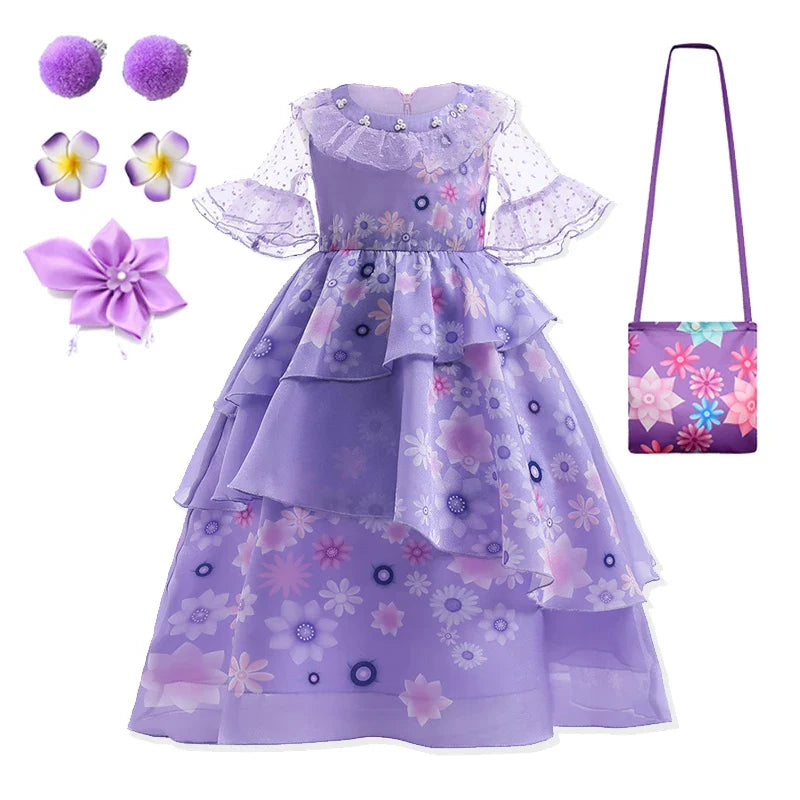 Halloween Girls Disney Encanto Isabela Princess Dress Baby Girls Isabela Cosplay Costumes Carnival Birthday Party Clothings