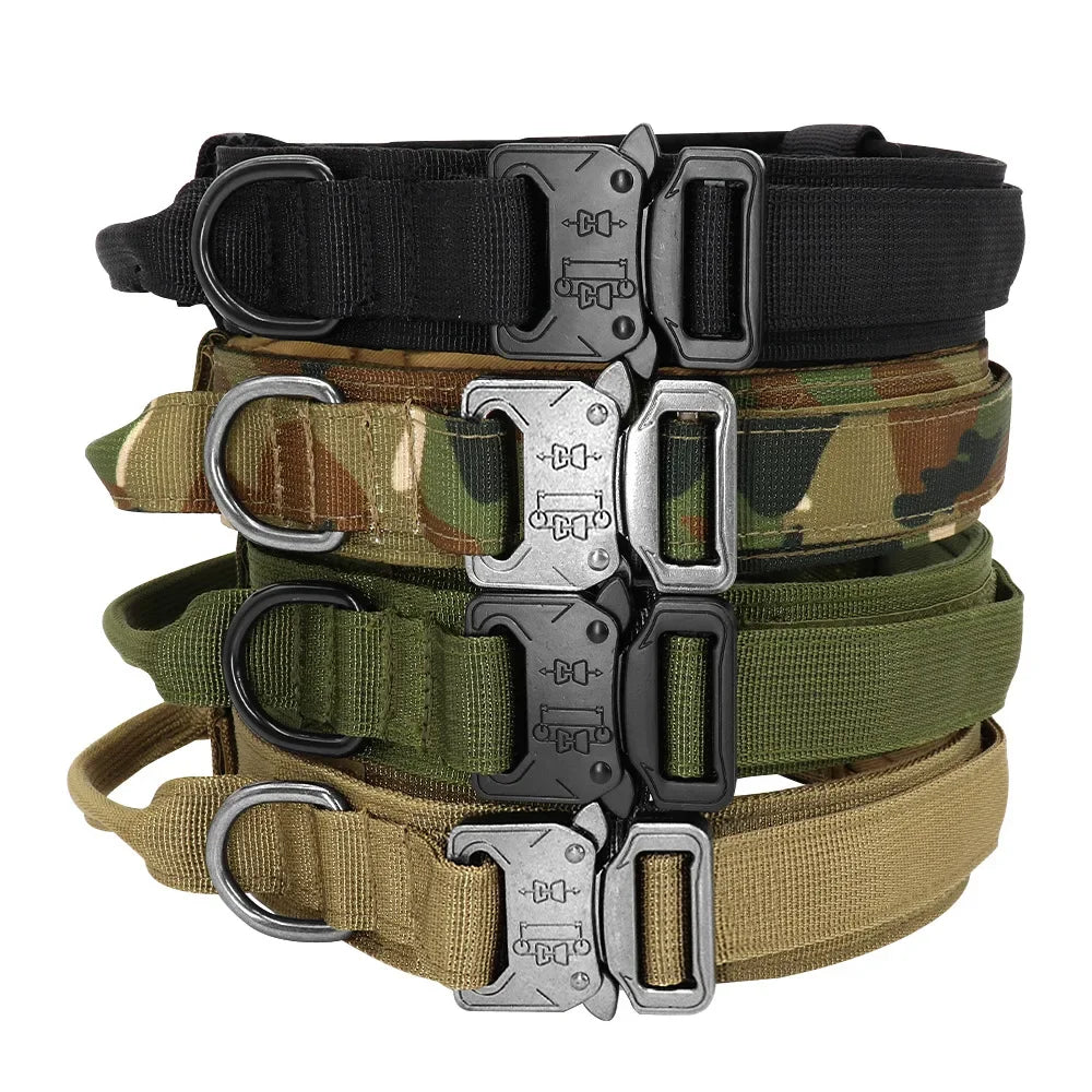 actical Dog Collar  Adjustable Military Training Nylon Dog Collar with  Heavy Metal Buckle for Medium and Large Dogs