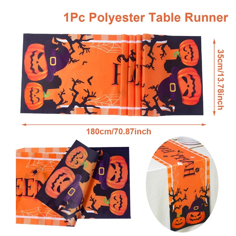 Happy Halloween Banner Bloody Bat Pumpkin Ghost Print Party Backdrop Hanging Banner Halloween Party Decoration For Home