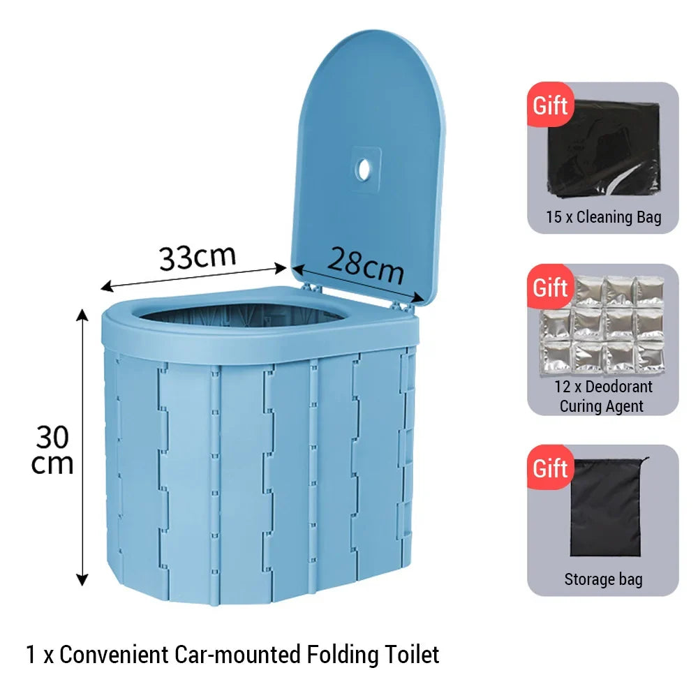 Portable Toilet for Camping Convenient Car-mounted Folding Toilet for Travel Adult Kids and Elderly Potty Odor-proof Non-slip