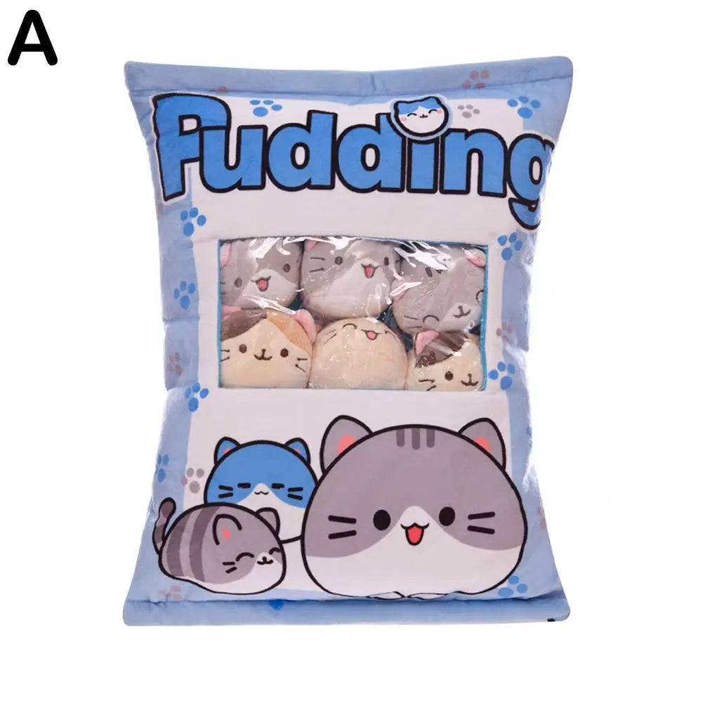 1pcs Pudding Bag Food Toy Mini Animals Balls Yellow Cat Snack Zipper Bag Decor Pillow Cushion