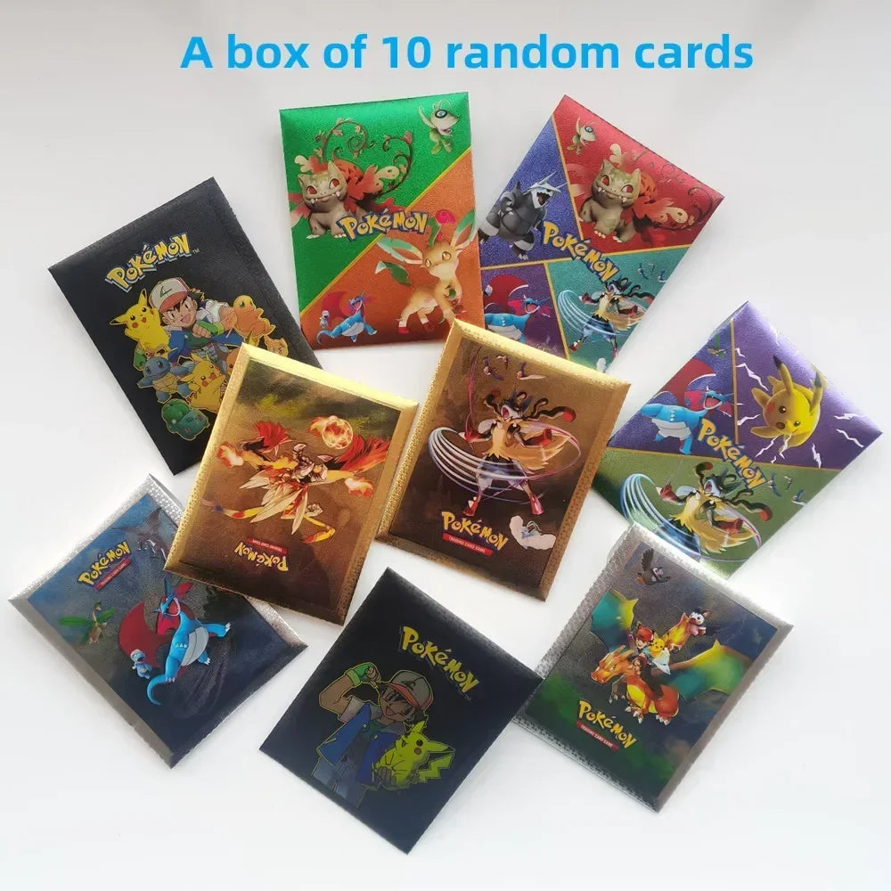 2024 new A Box of 10Pcs Pokemon Cards Gold Foil Card Gold Vmax Vstar V Energy Card Charizard Pikachu Rare Series Battle Coach