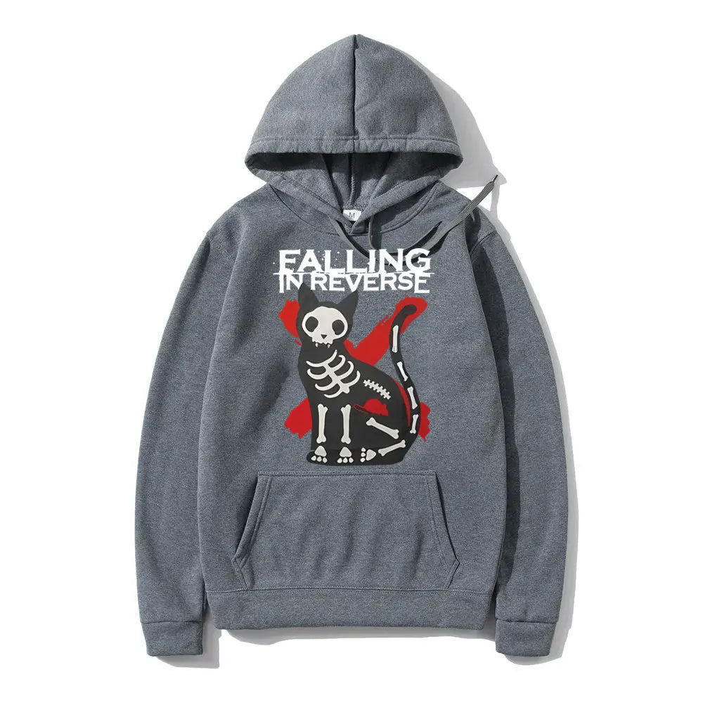 Falling in Reverse Cat Graphic Hoodie Men Women Gothic Casual Oversized Sweatshirt Men's Vintage Streetwear Male Cotton Hoodies