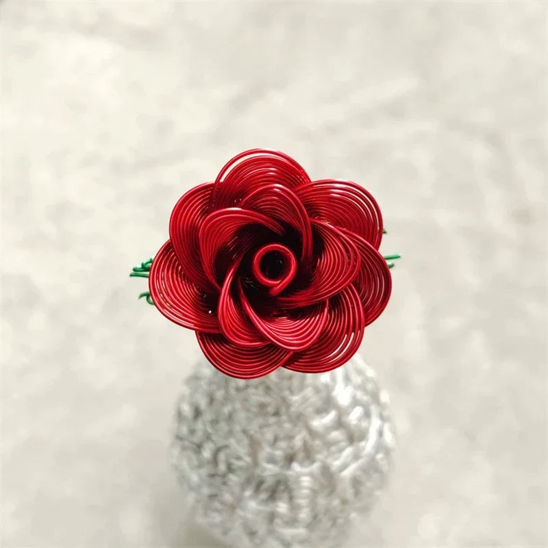 Aluminum Wire Eternal Rose Decoration (1 Piece) - Creative Eternal Love Artificial Flower DIY For Valentine's Day Wedding