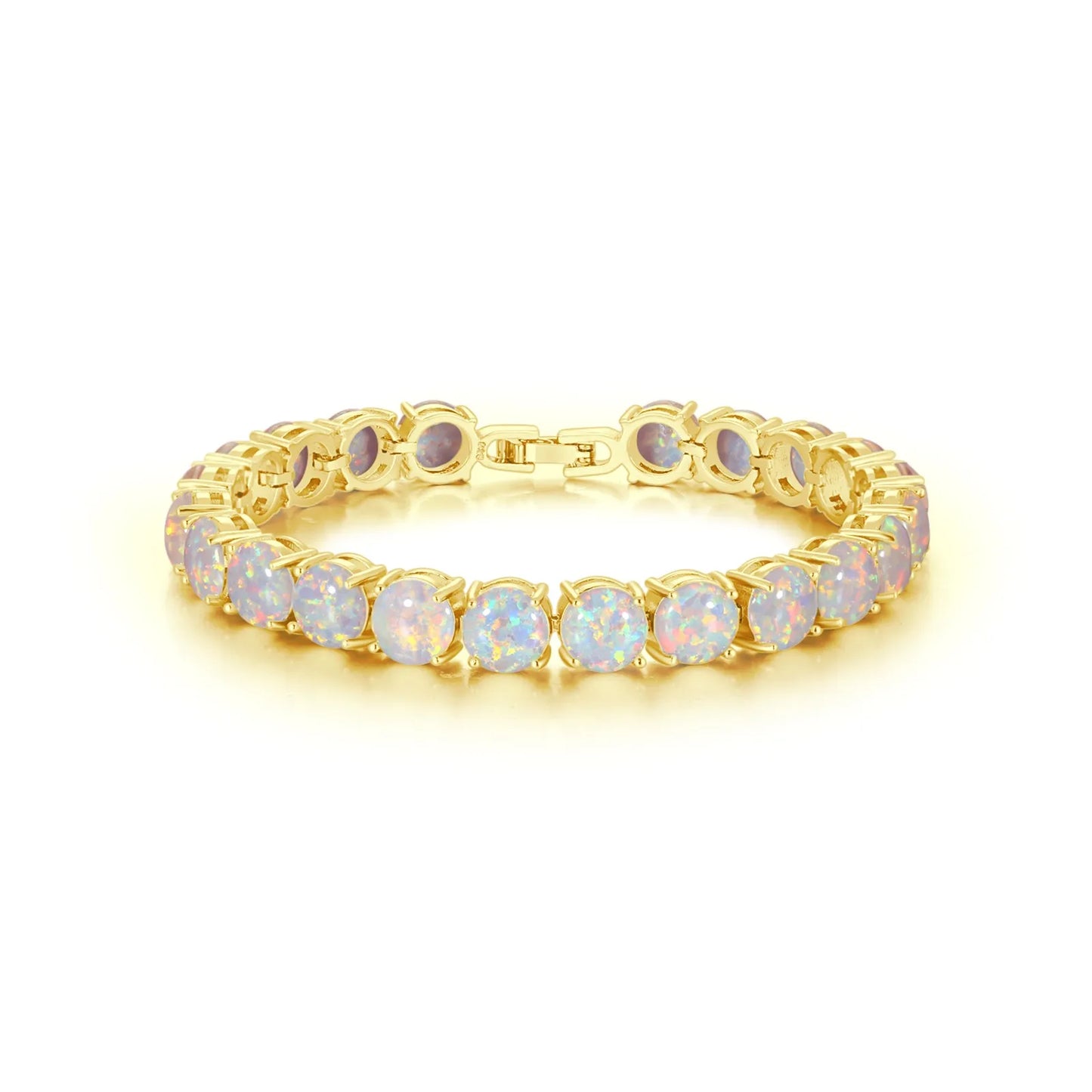 CiNily White Fire Opal Stone Chain Link Bracelet&Bangles Silver Plated Luxury Larger Boho Bohemia Summer Jewelry Gifts for Women