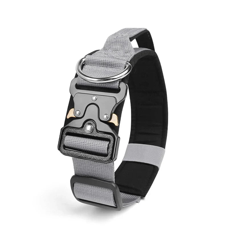 Adjustable Tactical Dog Collar with Metal Buckle Outdoor Walking Training Durable Nylon Collars for Medium Big Dogs Pet Supplies